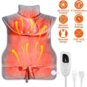 36.6x22in Electric Heating Wrap for Neck Shoulder Fast Heating Pad Mat Heated Neck Wrap for Back Pain Relief with 6 Temperature Settings 4 Timer