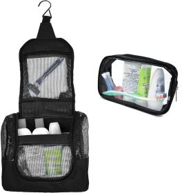 Portable Hanging Shower Caddy Organizer Bag Black Free Toiletries Case Metal Hook Quick Dry Mesh Shower Caddy Tote Bag Pouch For Bathroom College