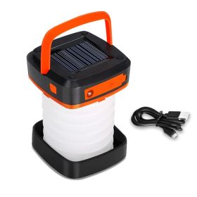 Portable USB Rechargeable Foldable/Retractable Solar Camping Lamp; Multi-Functional LED Light For Hiking; Fishing; Hunting (Color: ORANGE)