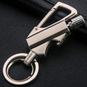 Creative Metal Keychain Lighter Wild Fire Ten Thousand Times Use Kerosene Lighters Gifts For Men (Color: SILVER)