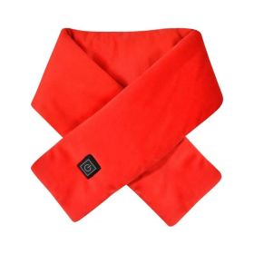 Electric Heated Winter Scarves Adjust Temperature Heating Neckerchief Comfortable USB Charging Collar Scarves Shawl Neck Warmer (Color: Red)