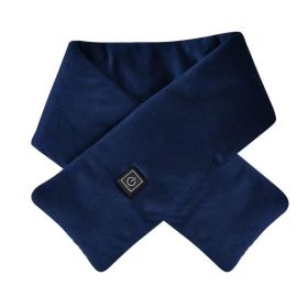 Electric Heated Winter Scarves Adjust Temperature Heating Neckerchief Comfortable USB Charging Collar Scarves Shawl Neck Warmer (Color: Blue)