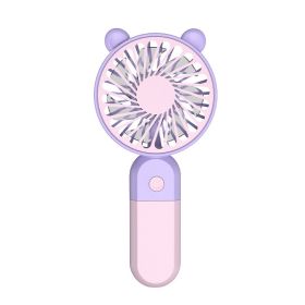 2024 cartoon handheld small fan USB charging small fan student desktop outdoor portable two-color small fan (Color: Y19 Sakura Powder)