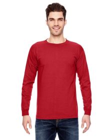 Adult 6.1 oz.; 100% Cotton Long Sleeve T-Shirt - ASH - S (Color: Red, size: S)