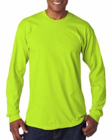 Adult 6.1 oz.; 100% Cotton Long Sleeve T-Shirt - ASH - S (Color: LIME GREEN, size: XL)