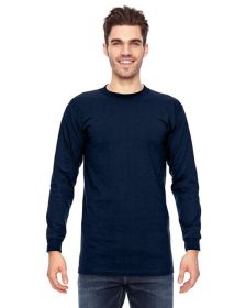 Adult 6.1 oz.; 100% Cotton Long Sleeve T-Shirt - ASH - S (Color: NAVY, size: L)