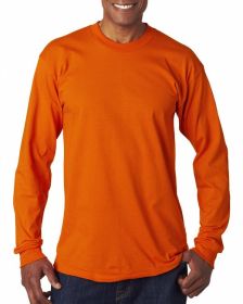 Adult 6.1 oz.; 100% Cotton Long Sleeve T-Shirt - ASH - S (Color: BRIGHT ORANGE, size: 2XL)
