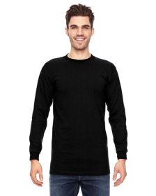 Adult 6.1 oz.; 100% Cotton Long Sleeve T-Shirt - ASH - S (Color: Black, size: 3XL)