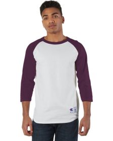 Adult Raglan T-Shirt - WHITE/ BLACK - S (Color: WHITE/ MAROON, size: S)