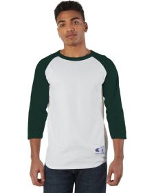 Adult Raglan T-Shirt - WHITE/ BLACK - S (Color: WHITE/ DRK GREEN, size: 2XL)