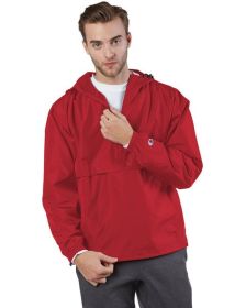 Adult Packable Anorak 1/4 Zip Jacket - BLACK - S (Color: SCARLET, size: M)