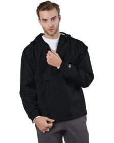 Adult Packable Anorak 1/4 Zip Jacket - BLACK - S (Color: Black, size: 2XL)