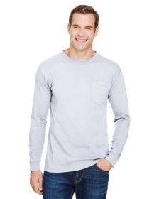 Unisex Union-Made Long-Sleeve Pocket Crew T-Shirt - ASH - S (Color: ASH, size: M)