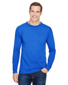 Unisex Union-Made Long-Sleeve Pocket Crew T-Shirt - ASH - S (Color: ROYAL BLUE, size: 3XL)