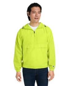 Adult Packable Anorak 1/4 Zip Jacket - BLACK - S (Color: SAFETY GREEN, size: M)