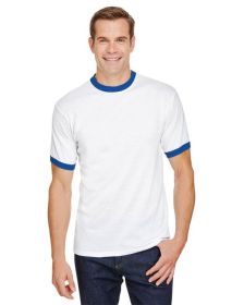 Adult Ringer T-Shirt - WHITE/ ROYAL - L (Color: WHITE/ ROYAL, size: L)
