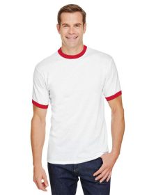Adult Ringer T-Shirt - WHITE/ ROYAL - L (Color: WHITE/ RED, size: M)