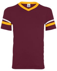 Adult Sleeve Stripe Jersey - WHITE/ RED - S (Color: MAROON/ GLD/ WHT, size: L)