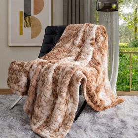 Ruched Faux Fur Throw (Color: AS PIC)