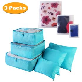 9Pcs/Set Clothes Storage Bags Water-Resistant Travel Luggage Organizer Clothing Packing Cubes for Blouse Hosiery Stocking Underwear (Quantity: 3Set(27Pcs), Color: Blue)