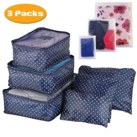 9Pcs/Set Clothes Storage Bags Water-Resistant Travel Luggage Organizer Clothing Packing Cubes for Blouse Hosiery Stocking Underwear (Quantity: 3Set(27Pcs), Color: NavySpot)