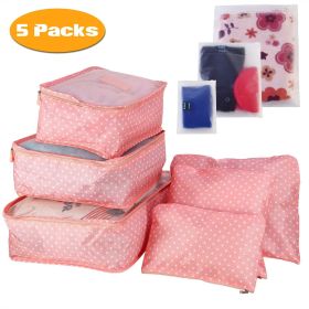 9Pcs/Set Clothes Storage Bags Water-Resistant Travel Luggage Organizer Clothing Packing Cubes for Blouse Hosiery Stocking Underwear (Quantity: 5Set(45Pcs), Color: PinkSpot)