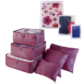 9Pcs/Set Clothes Storage Bags Water-Resistant Travel Luggage Organizer Clothing Packing Cubes for Blouse Hosiery Stocking Underwear (Quantity: 1 Set(9Pcs), Color: Burgundy)
