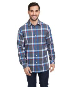 Burnside B8212 Woven Plaid Flannel With Biased Pocket (Color: STEEL/ WHITE, size: M)