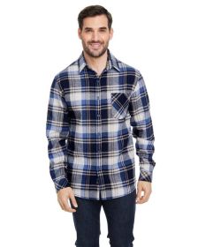 Burnside B8212 Woven Plaid Flannel With Biased Pocket (Color: BLUE/ ECRU, size: M)