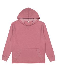 LAT 6936 Adult Vintage Wash Fleece Hooded Sweatshirt (Color: WASHED ROUGE, size: XL)