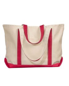 Liberty Bags 8872 Carmel Classic XL Cotton Canvas Boat Tote (Color: NATURAL/ RED, size: OS)