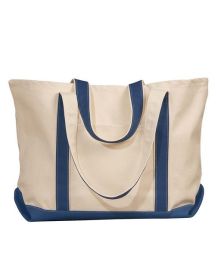 Liberty Bags 8872 Carmel Classic XL Cotton Canvas Boat Tote (Color: NATURAL/ NAVY, size: OS)