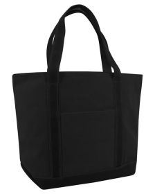 Liberty Bags 8872 Carmel Classic XL Cotton Canvas Boat Tote (Color: BLACK/ BLACK, size: OS)