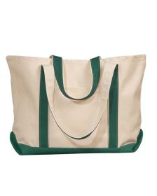 Liberty Bags 8872 Carmel Classic XL Cotton Canvas Boat Tote (Color: NATURAL/ FO GRN, size: OS)
