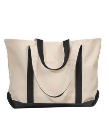 Liberty Bags 8872 Carmel Classic XL Cotton Canvas Boat Tote (Color: NATURAL/ BLACK, size: OS)