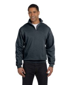 Jerzees 995M Adult NuBlend Quarter-Zip Cadet Collar Sweatshirt (Color: BLACK HEATHER, size: 3XL)