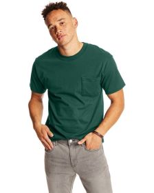 Hanes 5190P Adult Beefy-T with Pocket (Color: DEEP FOREST, size: S)