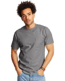 Hanes 5190P Adult Beefy-T with Pocket (Color: SMOKE GRAY, size: M)
