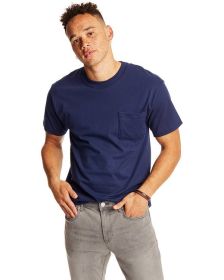 Hanes 5190P Adult Beefy-T with Pocket (Color: NAVY, size: 3XL)
