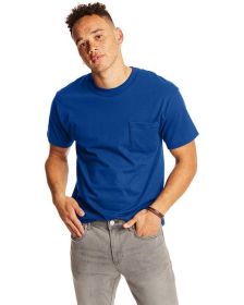 Hanes 5190P Adult Beefy-T with Pocket (Color: DEEP ROYAL, size: S)