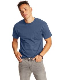Hanes 5190P Adult Beefy-T with Pocket (Color: DENIM BLUE, size: 3XL)