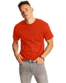 Hanes 5190P Adult Beefy-T with Pocket (Color: ORANGE, size: 3XL)