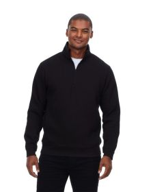 Threadfast Apparel 320Q Unisex Ultimate Fleece Quarter-Zip Sweatshirt (Color: Black, size: S)