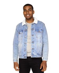 Threadfast Apparel 372J Unisex Sherpa-Lined Denim Jacket (Color: LT DENIM/ OF WHT, size: M)