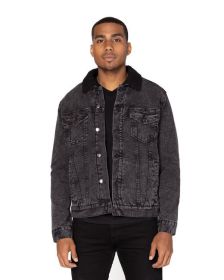 Threadfast Apparel 372J Unisex Sherpa-Lined Denim Jacket (Color: BLACK DENIM/ BLK, size: M)