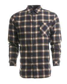 Burnside B8212 Woven Plaid Flannel With Biased Pocket (Color: NAVY/ ORANGE, size: 3XL)